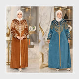 عباية استقبال تطريز حريمي قطيفة هايدي مستورد وش واحد تطريز الوان متعدده شتوي من ايه ال واي تلبيس حتى 130 كيلو - 21015