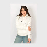 سويتشيرت هودي ساده اوفر سايز حريمي ملتون قطن اسفنجي ابيض شتوي من الهيبه - 2250-W