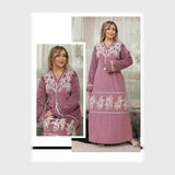 عباية إستقبال حريمي قطيفة هايدي مستورد وش واحد لوكس تطريز ألوان متعددة شتوي من إيه إل واي - 23020-16