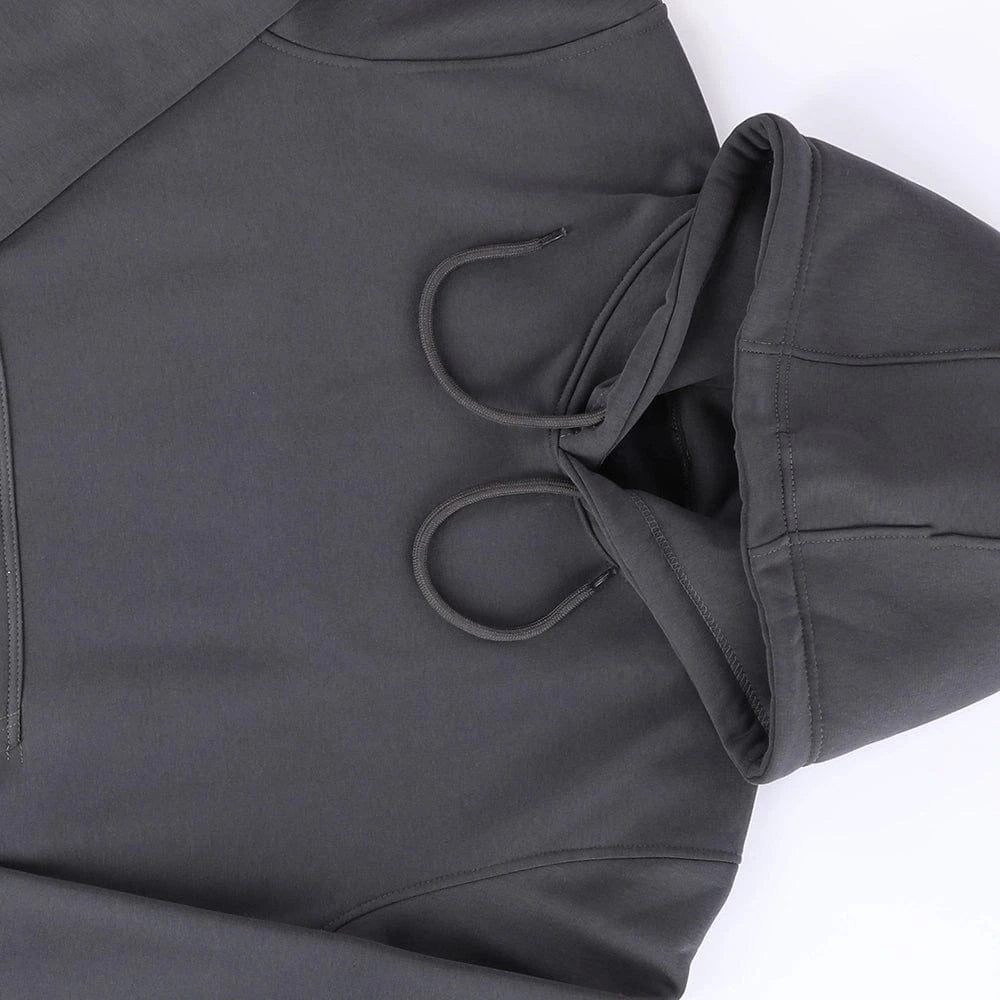 سويت شيرت هودي رجالي ميلتون اسفنجي تقيل قطن 100% مستورد رصاصي غامق شتوي من جي زد - 300