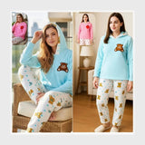 بيجامة كابيشوة مطبوع حريمي قطيفه مضلع ريب الوان متعدده شتوي من ايه ال واي - 210612