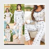 بيجامه كابيشوة مطبوع حريمى ريب مضلع لوكس الوان متعدده شتوي من ايه ال واي - 11052