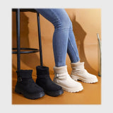 بوت سنيكرز حريمى فوندي جلد إسكاي مستورد ونعل PVC حقن الوان متعددة شتوى من جرين - grh-1012