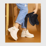 بوت سنيكرز حريمى فوندي جلد إسكاي مستورد ونعل PVC حقن الوان متعددة شتوى من جرين - grh-1013