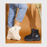 بوت سنيكرز حريمى فوندي جلد إسكاي مستورد ونعل PVC حقن الوان متعددة شتوى من جرين - grh-1011