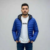 جاكيت بامب بكابيشوه ووتر بروف مبطن فرو رجالي سوفت ازرق شتوي من كيه اتش ال - Pump-BL