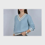 بلوفر رقبه V تريكو حريمي تريكو الوان متعددة شتوي من إم كيه إم فاشون - 100