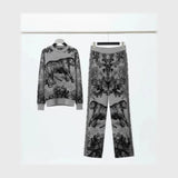 طقم تريكو مطبوع حريمي تريكو الوان متعددة شتوي من إم كيه إم فاشون - 4600