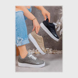 حذاء سنيكرز حريمى فوندي جلد إسكاي مستورد ونعل PVC حقن الوان متعددة جميع المواسم من ان ستايل - K-67