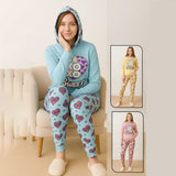 بيجامه مطبوع قطعتين بناتي فايبر مكستر مستورد الوان متعدده شتوي من ايه ال واي - 600