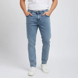 بنطلون جينز مخربش رجالي نيو لاند جينز فاتح جميع المواسم من اس كيه اتش - 113091-LJ