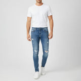 بنطلون جينز تقطيع رجالي نيو سكاي قطن رمادي غامق جميع المواسم من اس كيه اتش - 111793-DJ