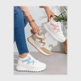 حذاء سنيكرز حريمى فوندي جلد إسكاي مستورد ونعل PVC حقن الوان متعددة جميع المواسم من إس آند كيه يويو ميكس - R-654AS