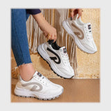 حذاء سنيكرز حريمى فوندي جلد إسكاي مستورد ونعل PVC حقن الوان متعددة جميع المواسم من كيو آر شوز - 2970