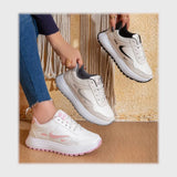 حذاء سنيكرز حريمى فوندي جلد إسكاي مستورد ونعل PVC حقن الوان متعددة جميع المواسم من كيو آر شوز - 29020