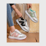 حذاء سنيكرز حريمى فوندي جلد إسكاي مستورد ونعل PVC حقن الوان متعددة جميع المواسم من كيو آر شوز - 29021