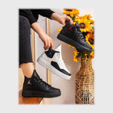 حذاء سنيكرز حريمى فوندي جلد إسكاي مستورد ونعل PVC حقن الوان متعددة جميع المواسم من الطائر - 2