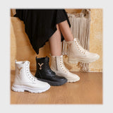 حذاء هاف بوت حريمى فوندي جلد إسكاي مستورد ونعل PVC حقن الوان متعددة شتوى من الطائر - T-492