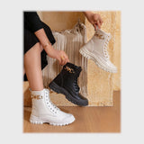 حذاء هاف بوت حريمى فوندي جلد إسكاي مستورد ونعل PVC حقن الوان متعددة شتوى من الطائر - T-503