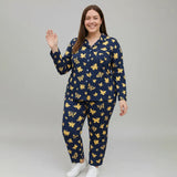 بيجامة بزراير مطبوع قطعتين حريمي فايبر لوكس مستورد تقيل الوان متعدده شتوي من ايه ال واي - 220