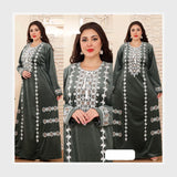 عباية إستقبال حريمي قطيفة هايدي مستورد وش واحد لوكس قطيفة تقيل تطريز وش وظهر و جانبي ألوان متعددة شتوي من إيه إل واي - 25520-1