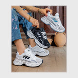 حذاء سنيكرز حريمى فوندي جلد إسكاي مستورد ونعل PVC حقن الوان متعددة جميع المواسم من اس تي - 2852