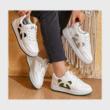 حذاء سنيكرز حريمى فوندي جلد إسكاي مستورد ونعل PVC حقن الوان متعددة جميع المواسم من كيو ار - 290082