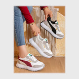 حذاء سنيكرز حريمى فوندي جلد إسكاي مستورد ونعل PVC حقن الوان متعددة جميع المواسم من كيو ار - 29017