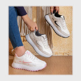 حذاء سنيكرز حريمى فوندي جلد إسكاي مستورد ونعل PVC حقن الوان متعددة جميع المواسم من كيو آر شوز - 29020