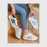 حذاء سنيكرز حريمى فوندي جلد إسكاي مستورد ونعل PVC حقن الوان متعددة جميع المواسم من كيو آر شوز - 29028