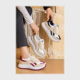 حذاء سنيكرز حريمى فوندي جلد إسكاي مستورد ونعل PVC حقن الوان متعددة جميع المواسم من كيو ار - 29029