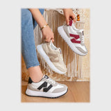 حذاء سنيكرز حريمى فوندي جلد إسكاي مستورد ونعل PVC حقن الوان متعددة جميع المواسم من كيو آر شوز - 29032