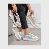 حذاء سنيكرز حريمى فوندي جلد إسكاي مستورد ونعل PVC حقن الوان متعددة جميع المواسم من بي ان - 29045