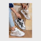 حذاء سنيكرز حريمى فوندي جلد إسكاي مستورد ونعل PVC حقن الوان متعدده جميع المواسم من كيو ار - 2906