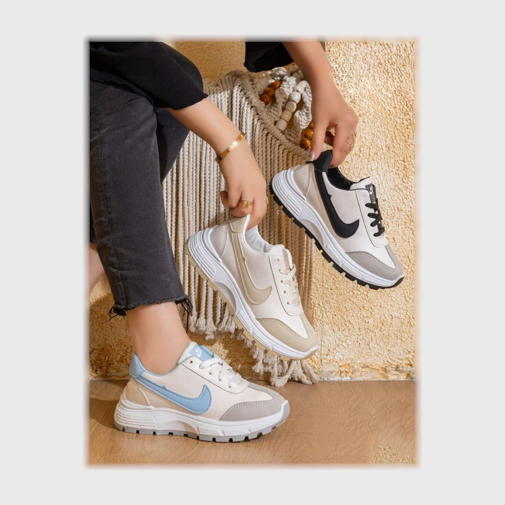 حذاء سنيكرز حريمى فوندي جلد إسكاي مستورد ونعل PVC حقن الوان متعددة جميع المواسم من كيو آر شوز - 29721