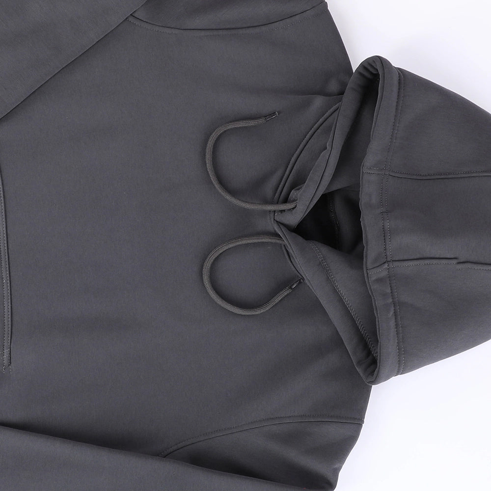 سويت شيرت هودي رجالي ميلتون اسفنجي تقيل قطن 100% مستورد رصاصي غامق شتوي من جي زد - 300