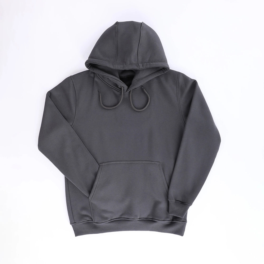 سويت شيرت هودي رجالي ميلتون اسفنجي تقيل قطن 100% مستورد رصاصي غامق شتوي من جي زد - 300