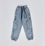 بنطلون باجي استك اولادي من سن 6 سنين ل 12 سنه بوي فريند تلبيس واسع جميع المواسم جينز فاتح من الأنطوني جينز - 3025-light