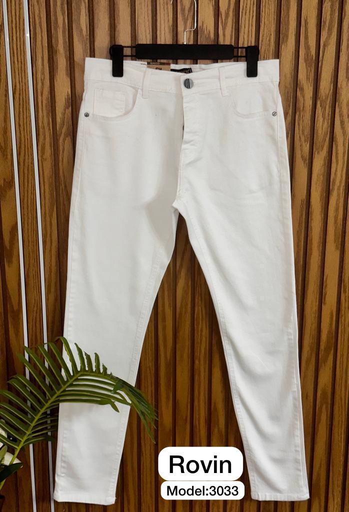 بنطلون جينز من كوينز رجالي وات الرباعية، أبيض