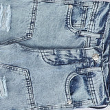 بنطلون تقطيع حزام اولادي من سن 6 سنين ل 12 سنه بوي فريند تلبيس واسع جميع المواسم جينز فاتح من الأنطوني جينز - 3036-light