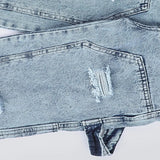 بنطلون تقطيع حزام اولادي من سن 6 سنين ل 12 سنه بوي فريند تلبيس واسع جميع المواسم جينز فاتح من الأنطوني جينز - 3036-light