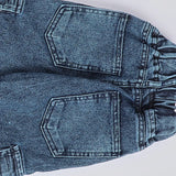 بنطلون باجي استك اولادي من سن 6 سنين ل 12 سنه بوي فريند تلبيس واسع جميع المواسم جينزغامق من الأنطوني جينز - 3044