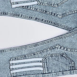 بنطلون اديداس جيب مربع اولادي من سن 6 سنين ل 12 سنه بوي فريند تلبيس واسع جميع المواسم جينز فاتح من الأنطوني جينز - 3049-light