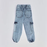 بنطلون اديداس باجي استك اولادي من سن 6 سنين ل 12 سنه بوي فريند تلبيس واسع جميع المواسم جينز فاتح من الأنطوني جينز - 3058-light