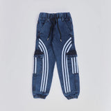 بنطلون اديداس باجي استك اولادي من سن 6 سنين ل 12 سنه بوي فريند تلبيس واسع جميع المواسم كحلي من الأنطوني جينز - 3058-navy