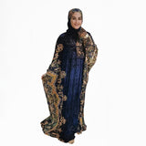 ملحفة رسومات حريمي قطيفه فرنساوي مضلع كحلي شتوي من ايه ال واي - 32512-NV