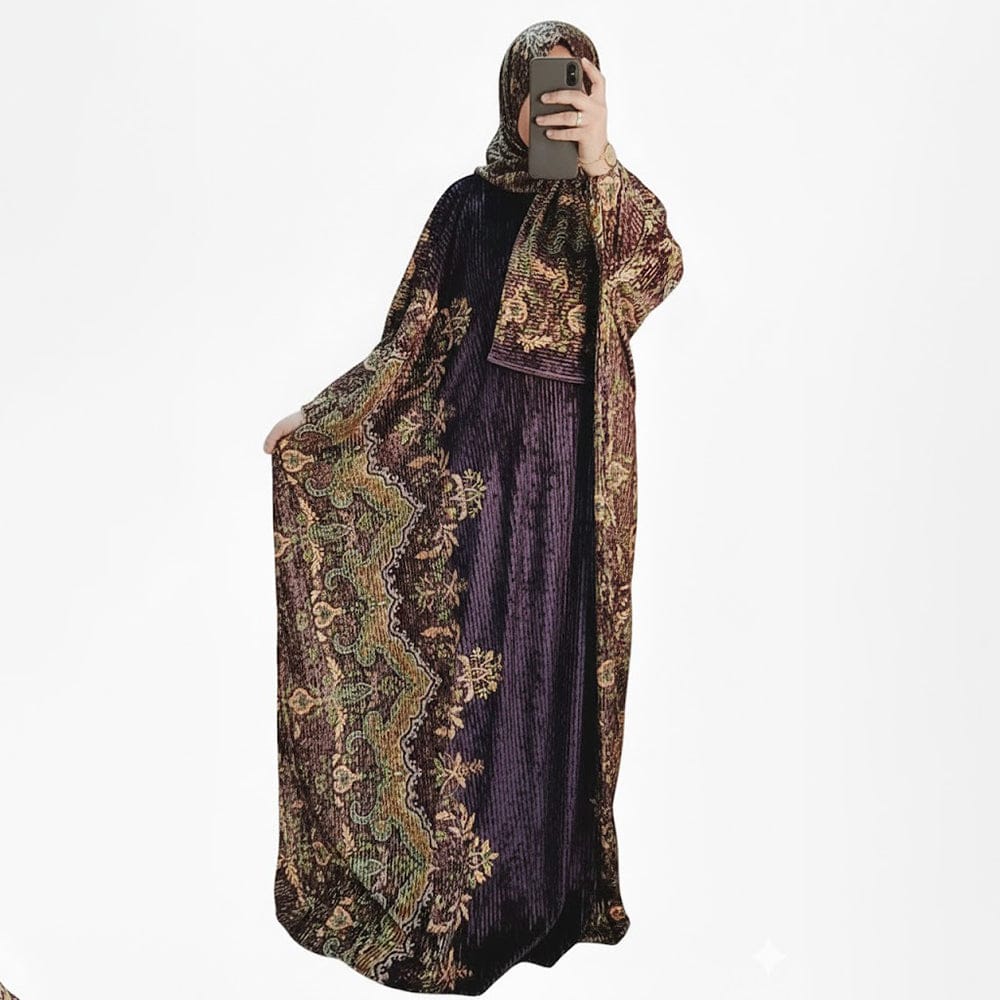 ملحفة رسومات حريمي قطيفه فرنساوي مضلع بنفسجي شتوي من ايه ال واي - 32512-PR