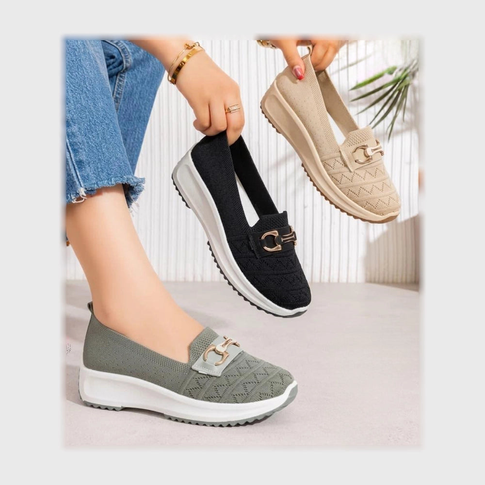 حذاء بلارينا حريمى فوندي تريكو خيط مستورد ونعل PVC حقن الوان متعددة جميع المواسم من بيكو - 3357