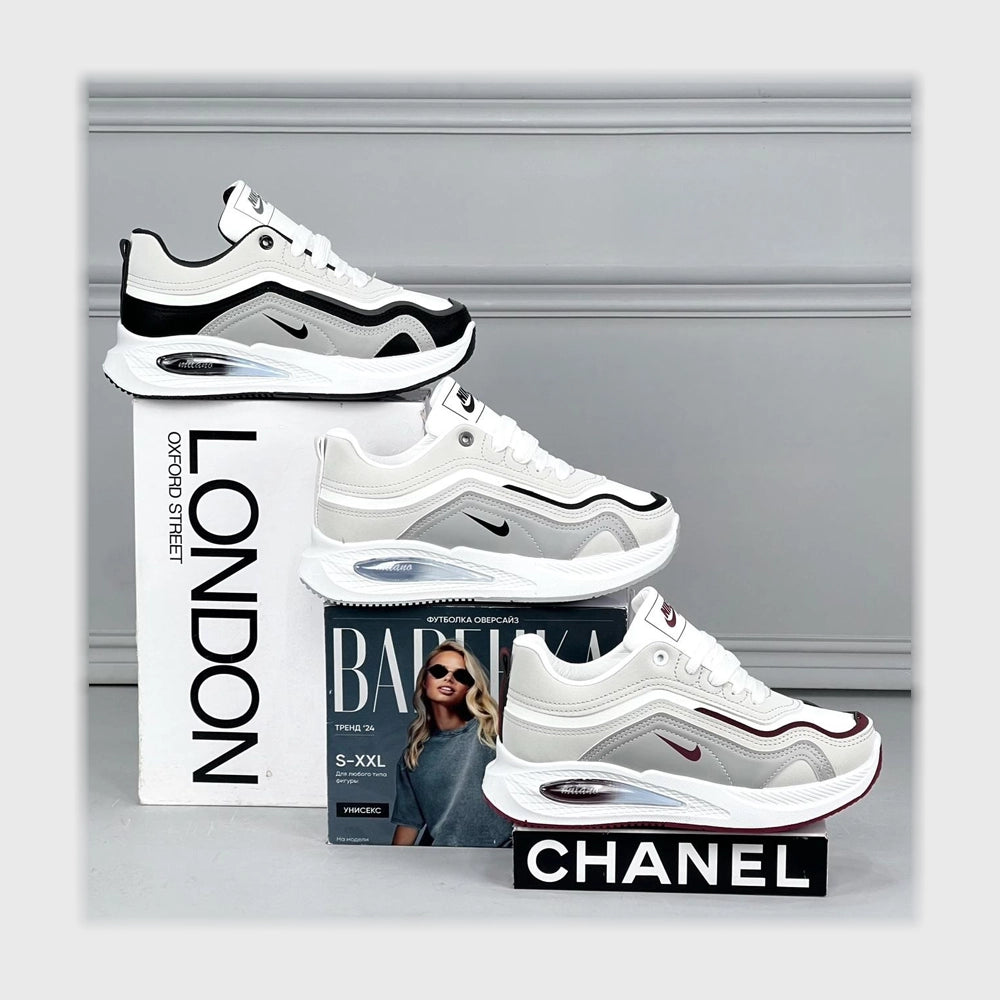 حذاء سنيكرز حريمى فوندي جلد إسكاي مستورد ونعل PVC حقن الوان متعددة جميع المواسم من ميلانو - 3472