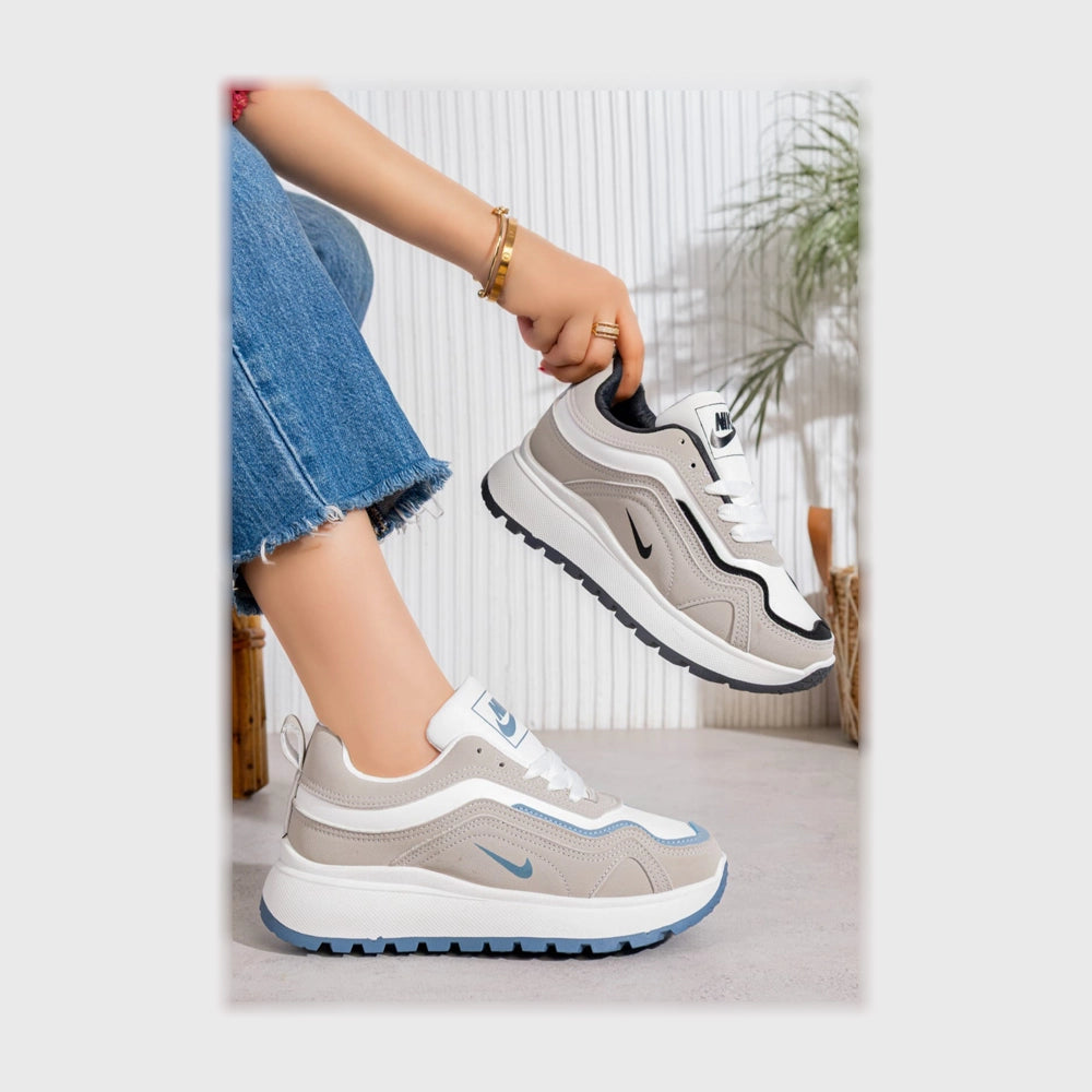 حذاء سنيكرز حريمى فوندي جلد إسكاي مستورد ونعل PVC حقن الوان متعددة جميع المواسم من بيكو - 3793